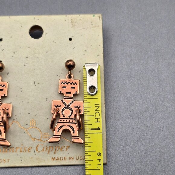 Wheeler Native American Kachina Doll Dangle Earrings 1.25" Stamped Made in USA - Picture 6 of 7